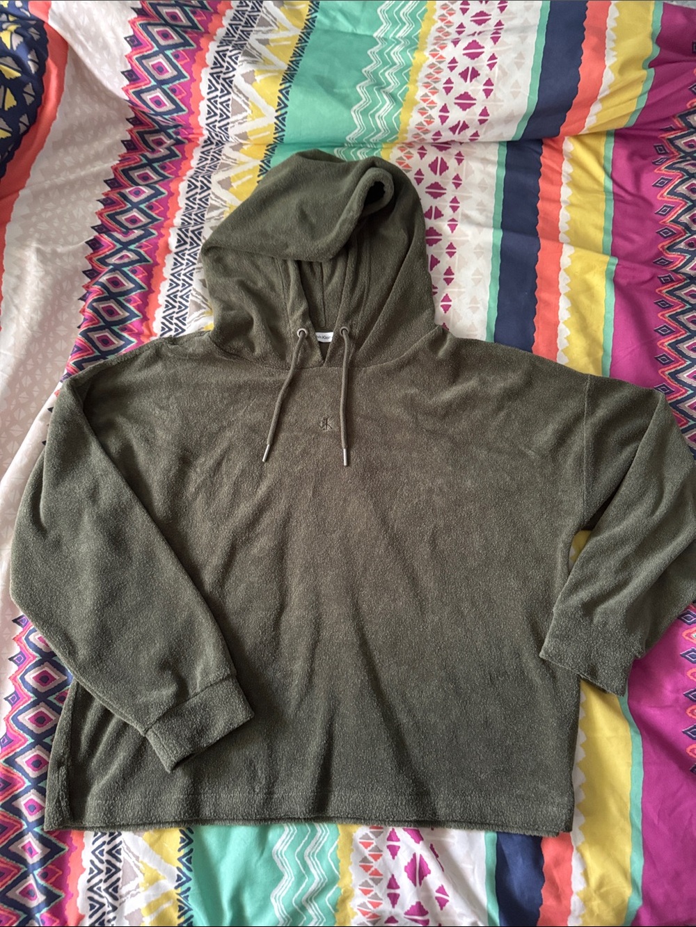 Calvin Klein Jeans Olive Green Hooded Sweatshirt